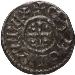 Denier - Charles II Quentovic mint, temple
