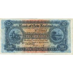 10 Shillings Bank of New Zealand, Without numerals in upper corners