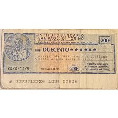 200 Lire Istituto Bancario San Paolo di Torino