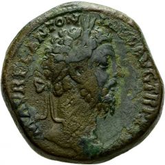 Sestertius - Marcus Aurelius VIRTVS AVG IMP X COS III P P S C, Virtus