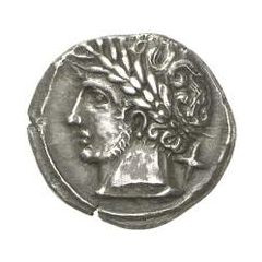 Silver 10 Asses Apulu series II: facing left, club