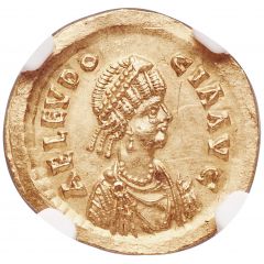 Semissis - Aelia Eudocia Christogram within wreath, Constantinopolis