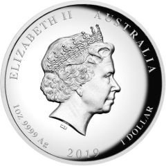 1 Dollar - Elizabeth II 4th Portrait - Year of the Pig - Silver Proof High Relief