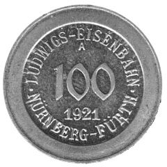 100 Pfennig Nürnberg-Fürth [Railroad, Bavaria]