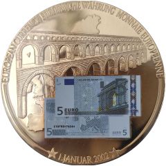 Medal - 5 Euro Note - Banknote Euro introduction 01 January 2002