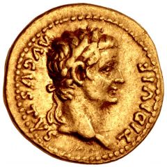 Quinarius Aureus - Tiberius TR POT XXVIIII, Victoria