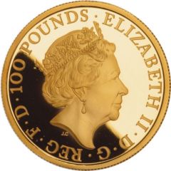 100 Pounds - Elizabeth II 5th portrait, Oriental Border, Gold Proof