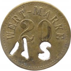 20 Pfennig Wert-Marke, with cutout 'AS'
