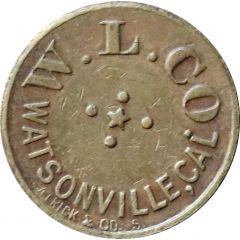 5 Cents - W. L. Co., Watsonville, Santa Cruz County, Pajaro, Monterey County, California