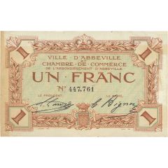 1 Franc - Ville et Chambre de Commerce d`Abbeville Filigrane abeilles