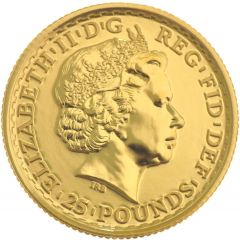 25 Pounds - Elizabeth II 4th portrait, 1/4 oz Fine Gold
