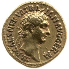 Aureus - Trajan PONT MAX TR POT COS II, Roma and Victory