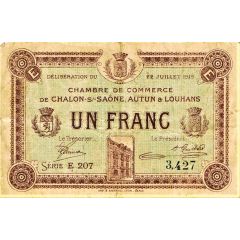 1 Franc - Chambre de Commerce de Chalon-sur-Saône, Autun et Louhans 71