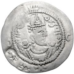 1 Drachm - Anonymous Ruler Tokhara Yabghus; Hormazd IV imitation; deer and legends