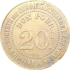 20 Centimes - Société de Consommation de l`Est Romilly-sur-Seine