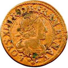 Double Tournois - Louis XIII Rouen mint, 2nd type