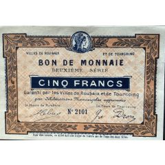 5 Francs - Villes de Roubaix et de Tourcoing [59]