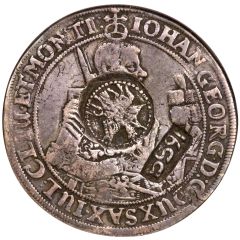 Jefimok Rouble - Alexey Mikhailovich Countermarked over `Saxony Taler of John George I 1632`