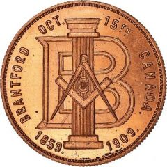 Masonic Medal - Semicentennial of Doric Lodge Brantford, Ontario