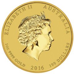 100 Dollars - Elizabeth II 4th Portrait - Year of the Monkey - Gold Bullion Coin