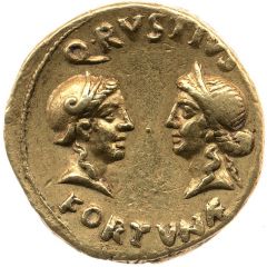 Aureus CAESARI AVGVSTOS C, Fortuna Victrix, Fortuna Felix, and Victory