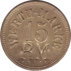15 Pfennig Werth-Marke, Countermarked `RM`