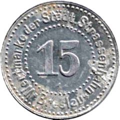 15 Pfennig Breslau [Strassenbahn, Schlesien]