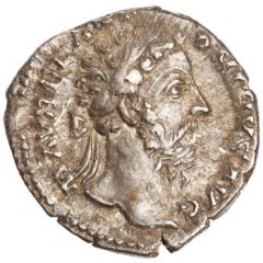 Denarius - Marcus Aurelius TR P XXXII IMP VIIII COS III P P, Roma and Victory