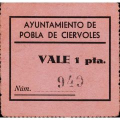 1 Peseta Pobla de Ciérvoles