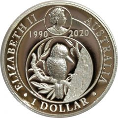 1 Dollar - Elizabeth II 6th Portrait - Kookaburra - 30th Anniversary Silver Proof - High Relief