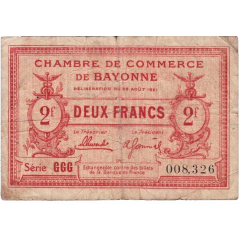 2 Francs - Chambre de Commerce de Bayonne 64