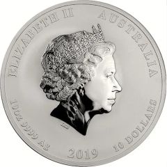 10 Dollars - Elizabeth II 4th Portrait - Year of the Pig - Silver Bullion Coin