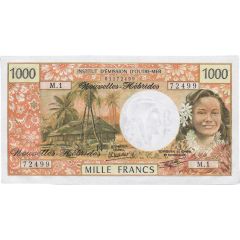 1000 Francs overprint in cursive