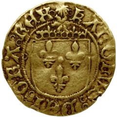 1/2 Gold Ecu - Charles VIII no lilies or crowns, spanish shield