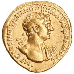 Aureus - Trajan PARTHICO P M TR P COS VI P P S P Q R, Sol