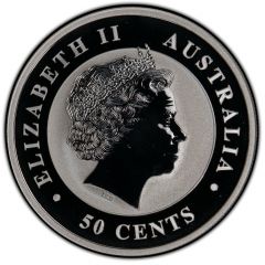 50 Cents - Elizabeth II 4th Portrait - Kookaburra - Silver Bullion Coin