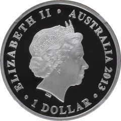 1 Dollar - Elizabeth II 4th Portrait - Land Down Under; Didgeridoo