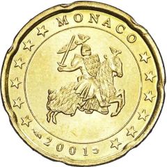 20 Euro Cents - Rainier III 1st type, 1st map