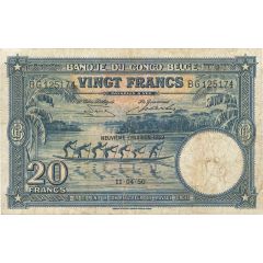 20 Francs Blue, `NEUVIEME EMISSION` overprint