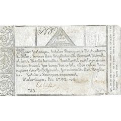 1 Rigsdaler Courant - Christian VII Backprint on Danish note, blue paper
