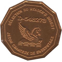 Jeton de sweepstake - Reader`s Digest Québec, Canada