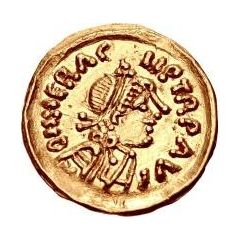 1 Tremissis In the name of Heraclius, Line bust, leaning forward