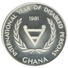 50 Cedis International Year of Disabled Persons, Silver Piedfort