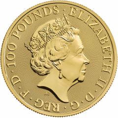 100 Pounds - Elizabeth II White Greyhound of Richmond, 1 oz Fine Gold