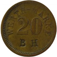 20 Pfennig Werth-Marke, Countermarked `BH`