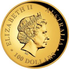 100 Dollars - Elizabeth II 4th Portrait - Wedge-tailed Eagle Gold High Relief Coin
