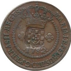 20 Réis - Maria I and Pedro III Countermarked 10 Réis