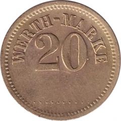 20 Pfennig Werth-Marke, line of 11 dots