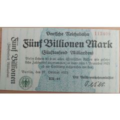 5 000 000 000 000 Mark Deutsche Reichsbahn