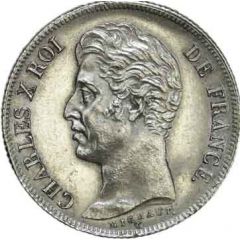 1 Franc - Charles X Fluted edge, four-leaf reverse die